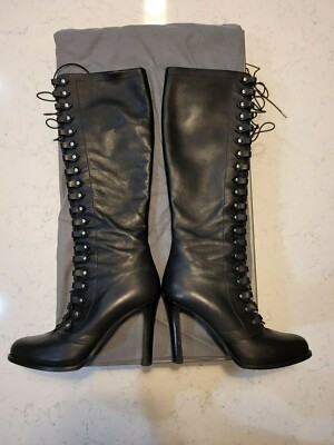 Alexander McQueen, Knee-high Black Leather Boots, US 7.5, excellent condition