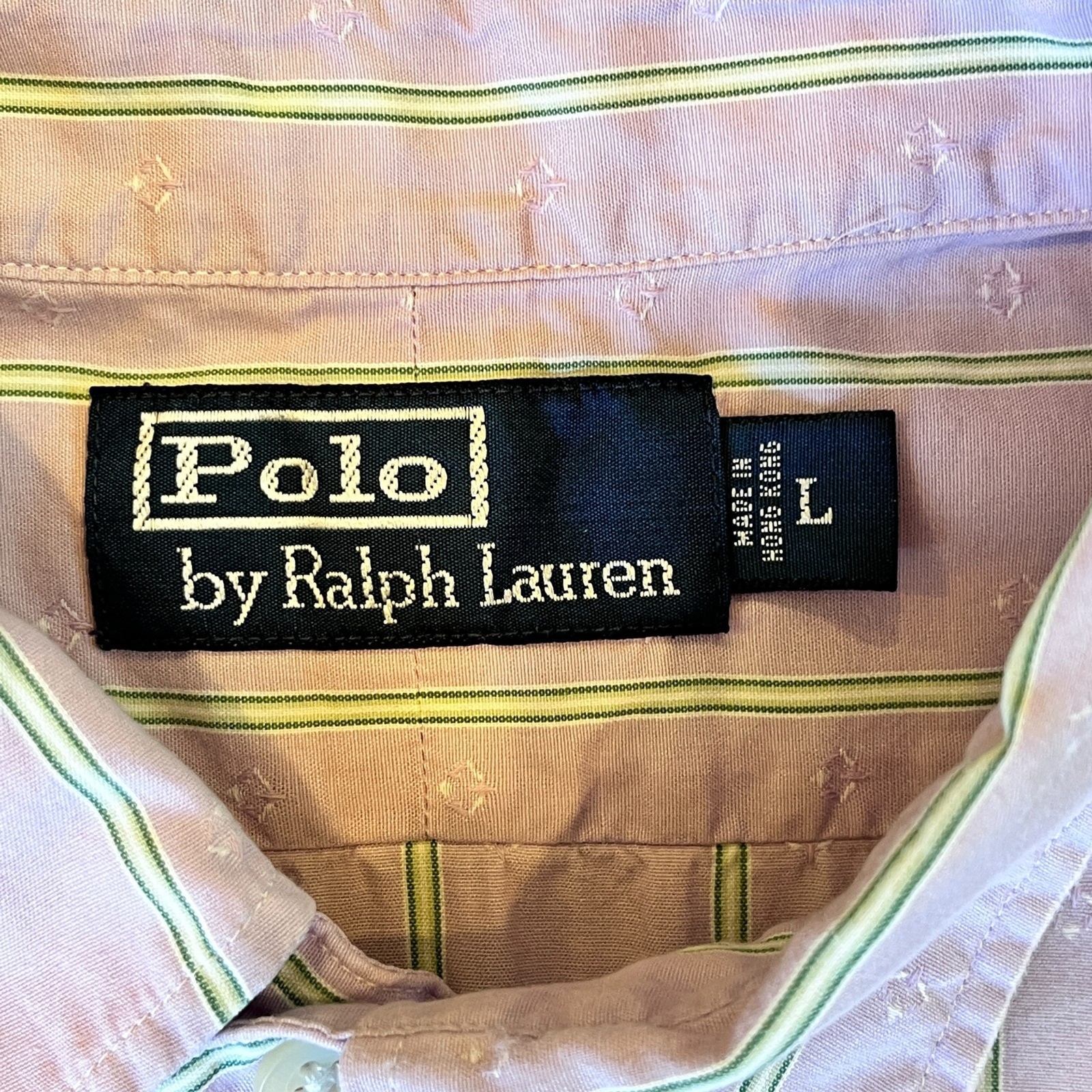 POLO Ralph Lauren Purple Dress Shirt Green Stripes Large Office Work Career thumbnail 4