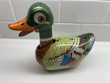 Vintage Daiya Tin Litho Friction Mallard Toy Duck Japan Head Moves when pushed