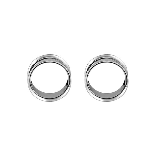 Paire de boucles d'oreilles en acier chirurgical PVD argent double évasement boucles d'oreilles jauges bouchons - Photo 98/108