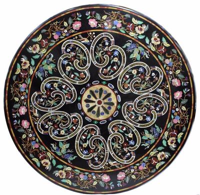91.4cm x 91.4cm Marmor Center Table Top Semi Precious Steine Inlay Arbeit