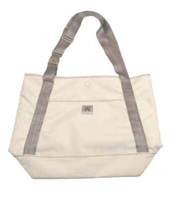 Messy Marvin Ivory Diaper Tote Bag Adjustable Strap Chrome Buckles 