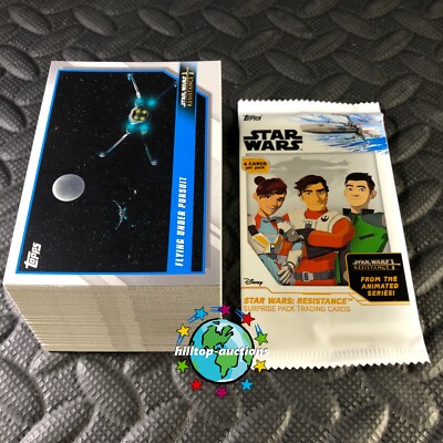 2019 TOPPS STAR WARS RESISTANCE COMPLETE BASE TRADING CARD SET OF 100 +WRAPPER!