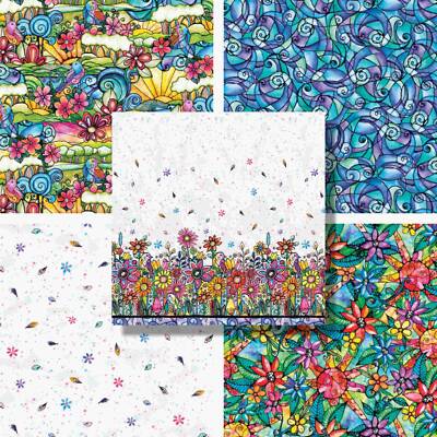 FLOWER TO THE SUN BAUMWOLLSTOFFSORTIMENT von P&B Textiles * Quilten * Basteln * Dr...