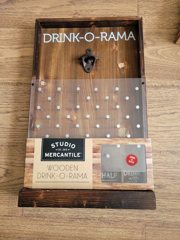 Drink-O-Rama Bottle Opener Wooden Hanging Shot Party Game Bottle Opener