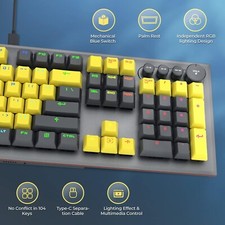 Mechanical Gaming Keyboard, PowerLead Wired Keyboard Rainbow RGB Backlit -MK19 6