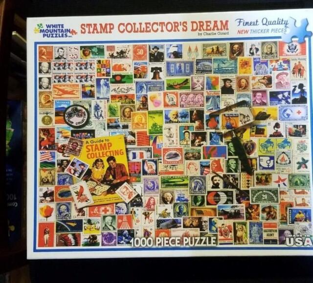 Pre-owned White Mountain Stamp Collector's Dream 1000 Piece Jigsaw Puzzle