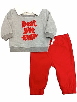 Infant Boys Red Best Gift Ever 2 Piece Sweater Shirt & Pants Outfit 3/6M