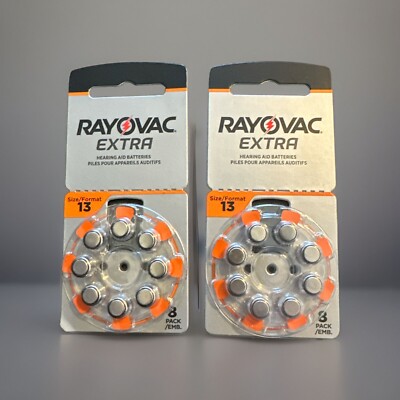 Rayovac 312AE-8A Extra Hearing Aid Batteries. Size 13. 2 - 8 Pack. NEW. 16 Total