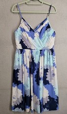 Banana Republic Strappy Crossover Dress Blue Floral SZ 10 Pleated Party Strappy
