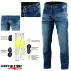 Men Motorcycle Motorbike Stone Washed jeans  lined with Kevlar and CE armour