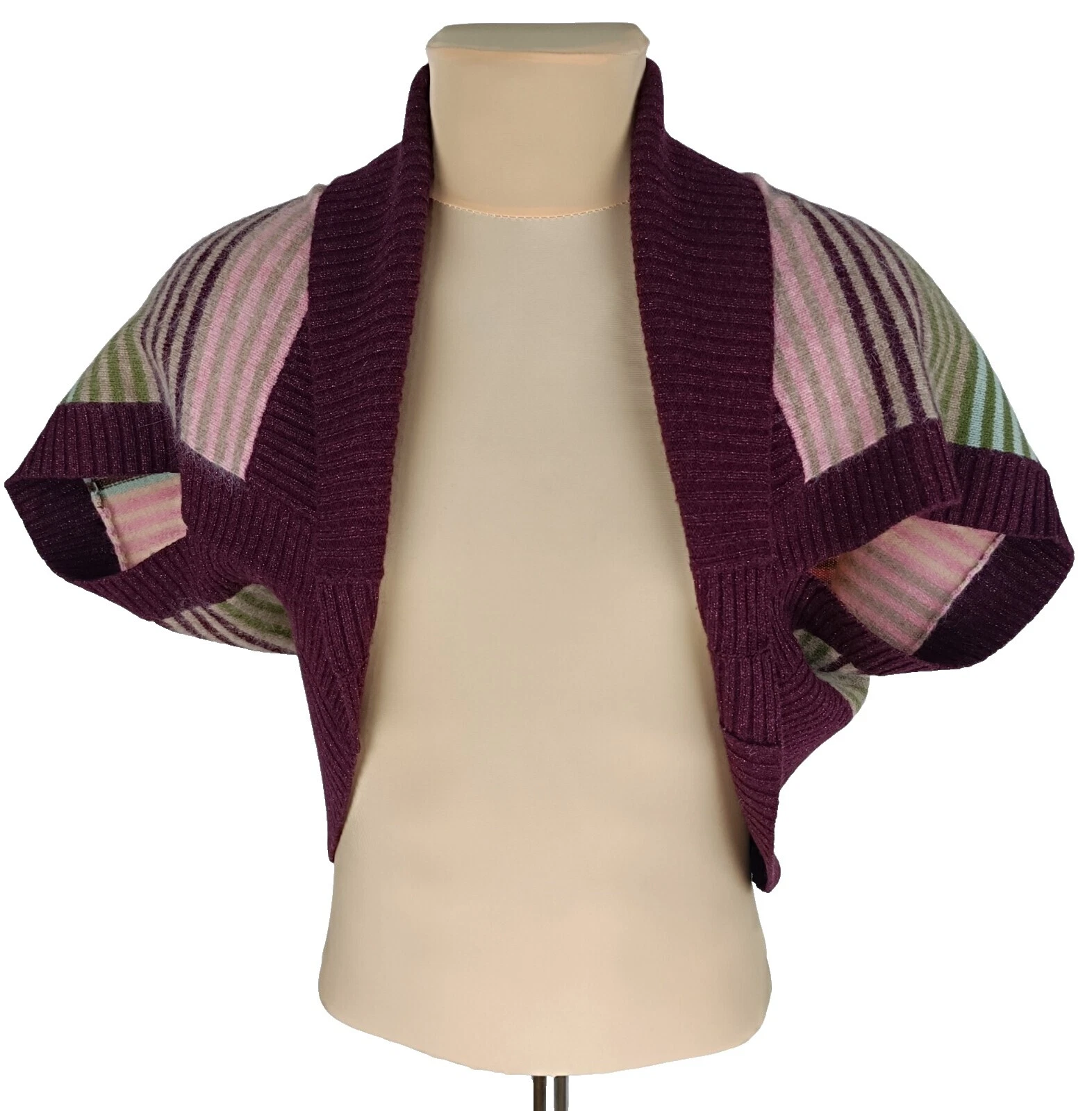 Short Sleeve Shrug Striped Sweaters for Women