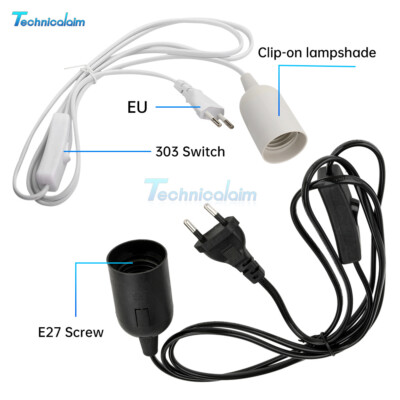 E27 Bulb Socket Extension Hanging Pendant Light Lamp Cord Cable Switch 1.8M