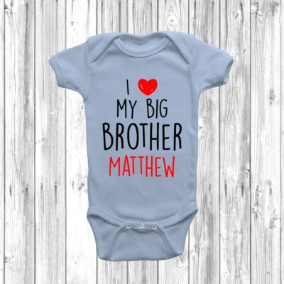 Personalised I Love My Big Brother Baby Grow Body Suit Vest Cute Gift Present