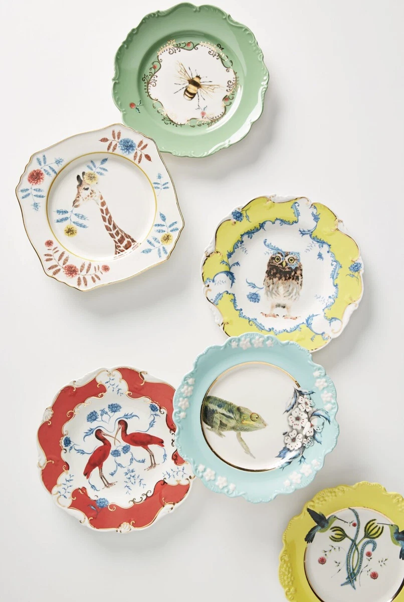 SET OF 5 ANTHROPOLOGIE Lou Rota Nature Table Dessert Plate BRAND NEW