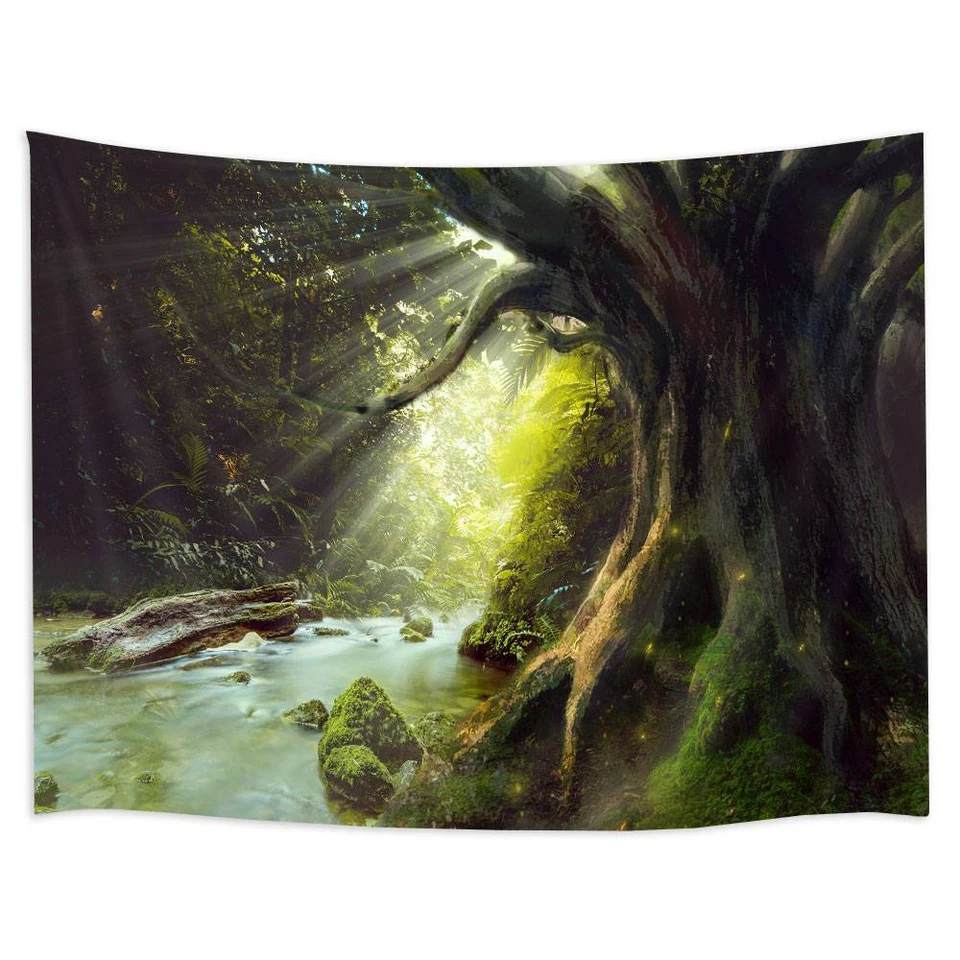 Bach Wald Natur Poster XXL Wandteppich Wandbehang Fototapete Foto Hintergrund - Bild 3 von 4