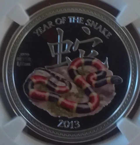 DEAL LIQUIDATING Lunar 2013 NGC Australia Snake Colorized 1/2oz 999 Silver PF69