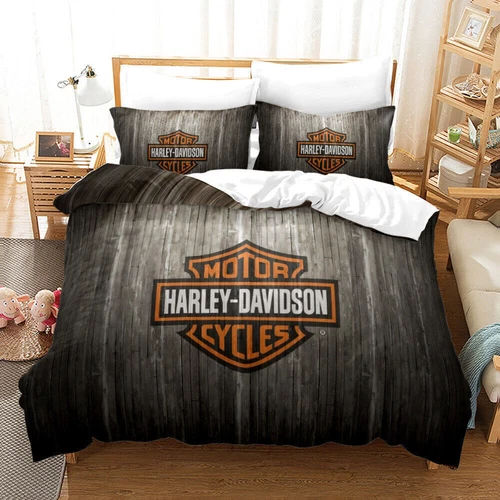 Harley Davidson Duvet Quilt Cover Bedding Set Single Double King Pillowcase Gift - Picture 10 of 20