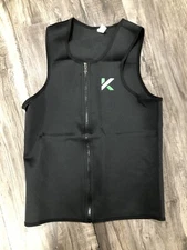 Men's Zipper Neoprene Sauna Vest, Hot Gym, by Kewlioo, Black, Size M or Size 4XL