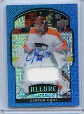  2020-21 Upper Deck Allure Jersey Autographs Blue Line #12 Carter Hart 8/25