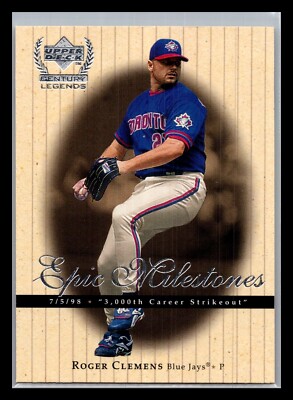 1999 Upper Deck Century Legends #EM5 Roger Clemens Epic Milestones NM/MINT+