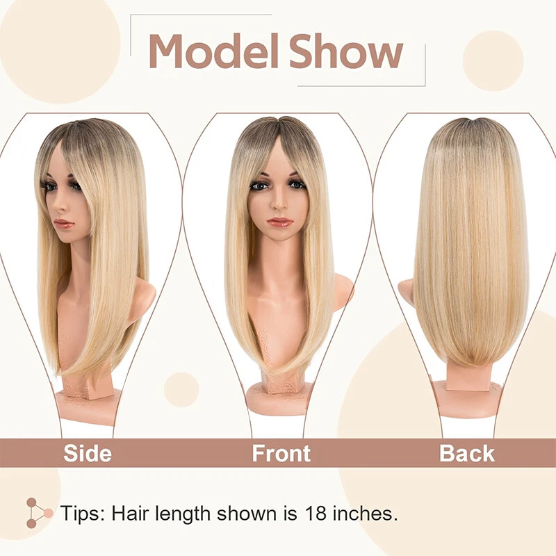 Clip In 100% Real As Human Hair Topper Top Cover 女式 Toupe Bangs Extensions — 第 3/4 张图片