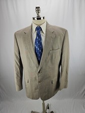 Jos. A. Bank Men's Beige Glen Plaid Cotton Blend Blazer Jacket 46R