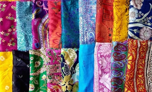 ABB Vintage 30 Pcs Recycled Silk Sari Remnants 8"X8" Fabric Scraps Mixed image 6