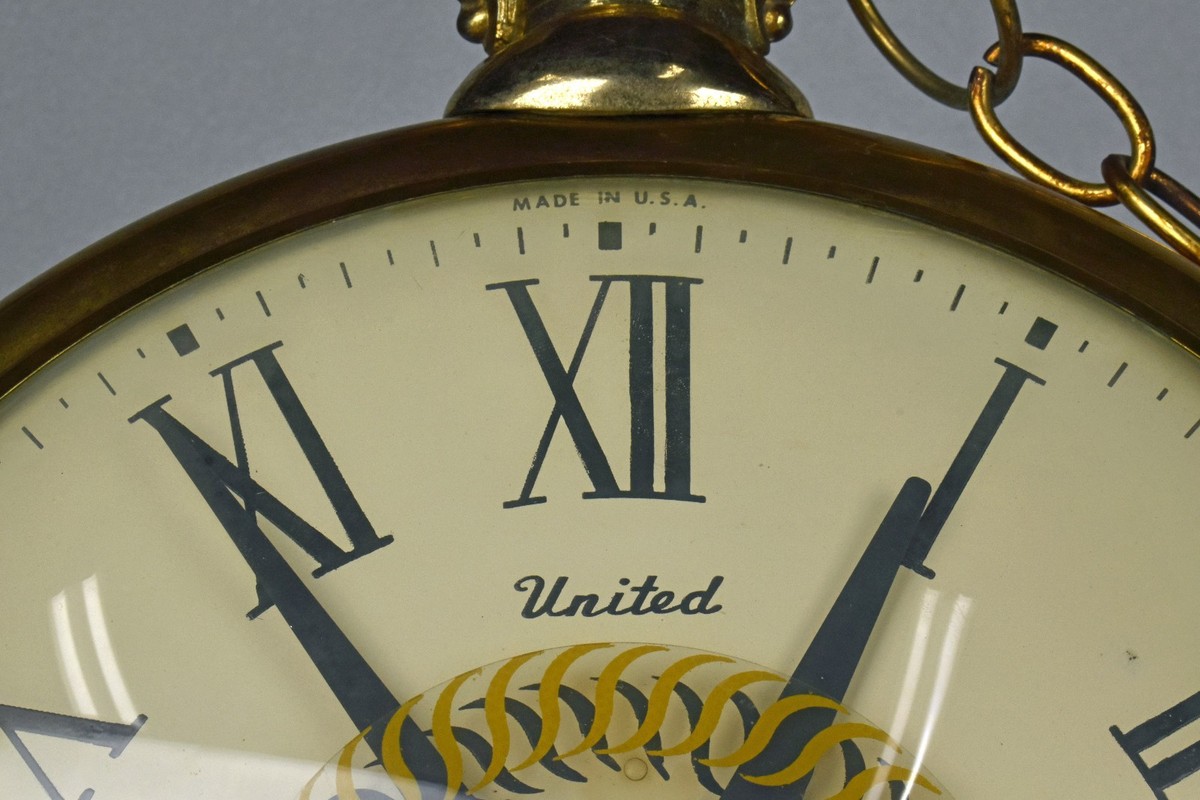 Vintage 1960 United Clock Corp Giant Pocketwatch Metal Wall Clock