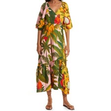 Farm Rio Mixed Print Midi Wrap Dress Small NWT