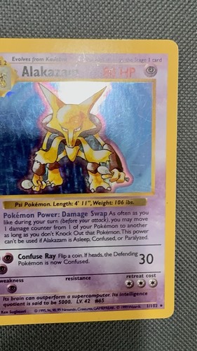 Pokémon TCG Vintage Card Shadowless Alakazam Holo Base Set 1/102