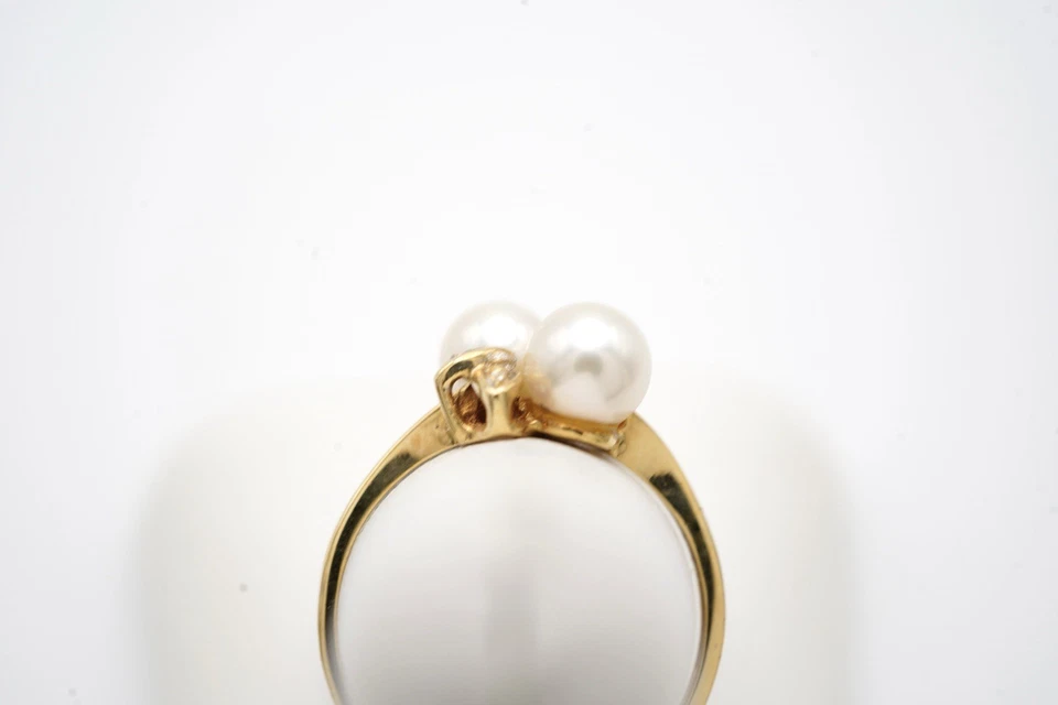 18k Yellow Gold Akoya Pearl & Diamond Gemstone Ring. Size 7. 2.8 Grams - Image 4 of 4