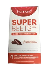 HumanN Super Beets Heart Tablets Smooth Coat 500mg Antioxidants 60 Count 10/26+