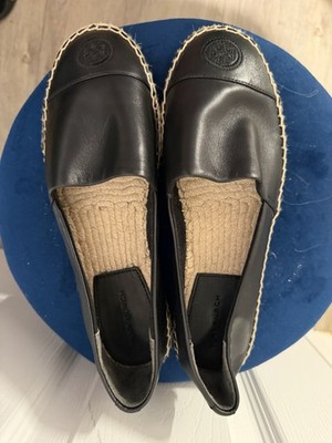 Tory Burch Black Leather Espadrilles Size 7