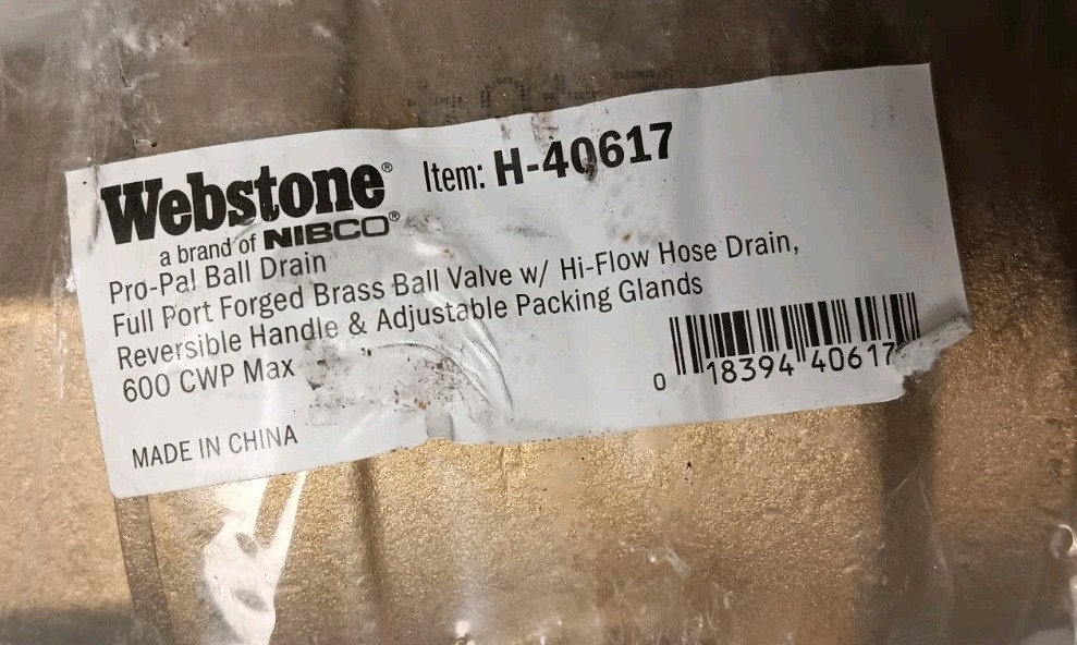 Webstone H-40617 Ball Valve 2" Forged Brass 600 PSI