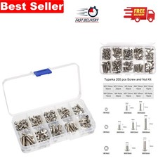 Image of 200-Pcs Nickel Plated Steel Nuts and Bolts Assortment for Home & Office Projects