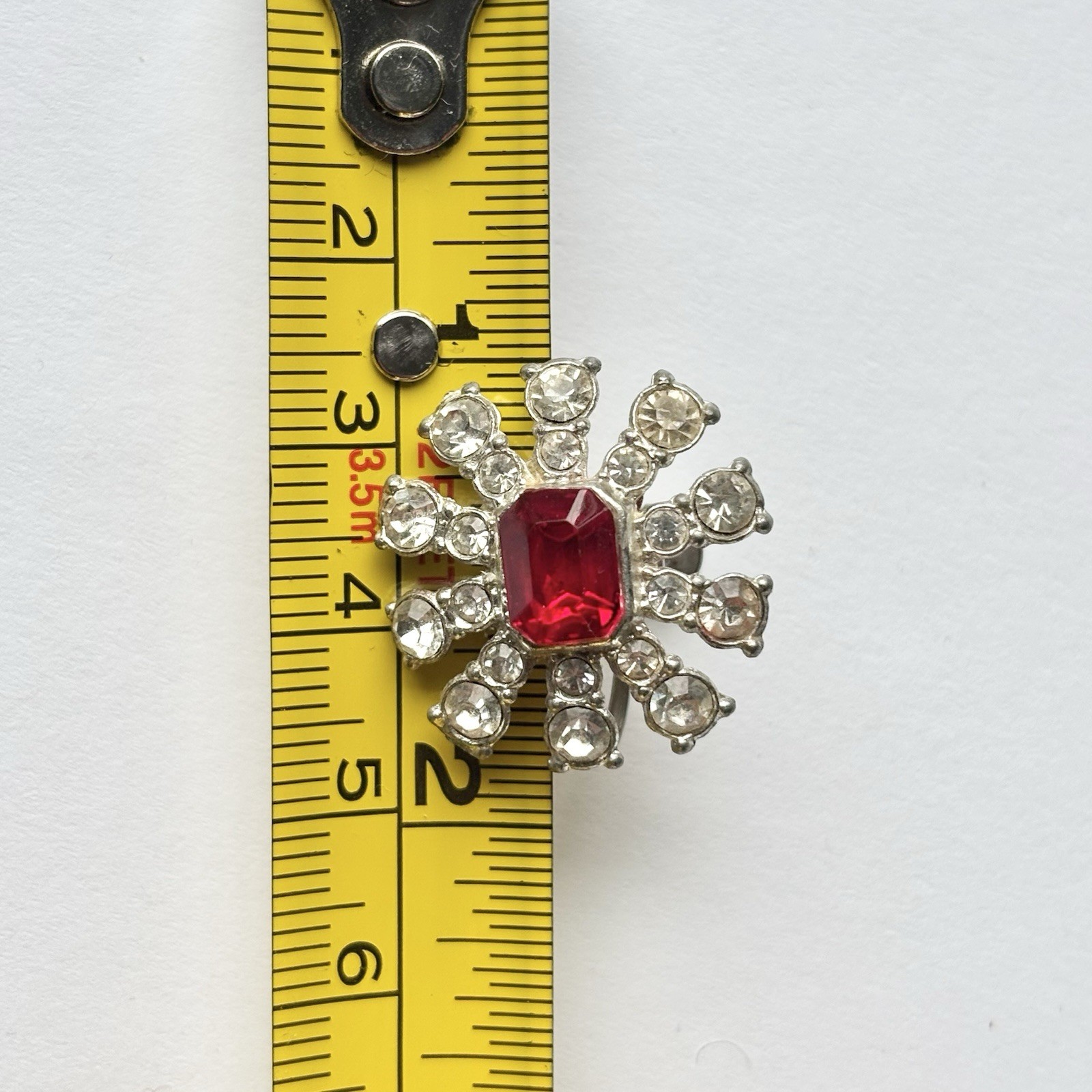 Ruby Red Crystal Rhinestone Snowflake Vintage Scr… - image 6