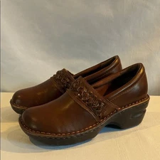 b.o.c. brown Peggy woven faux leather slip on casual clogs Sz 7 old money comfy