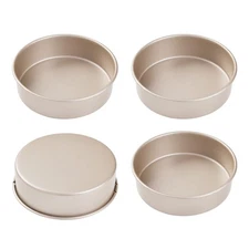 6-Inch,4 Pcs Round Cake Pan Set, Non-Stick Round Cake ,Champagne Gold