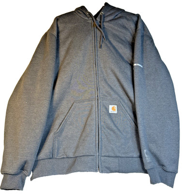 Carhartt Mens XL Regular Hoodie Jacket Rain Defender w/ Business Logo Heavy Duty