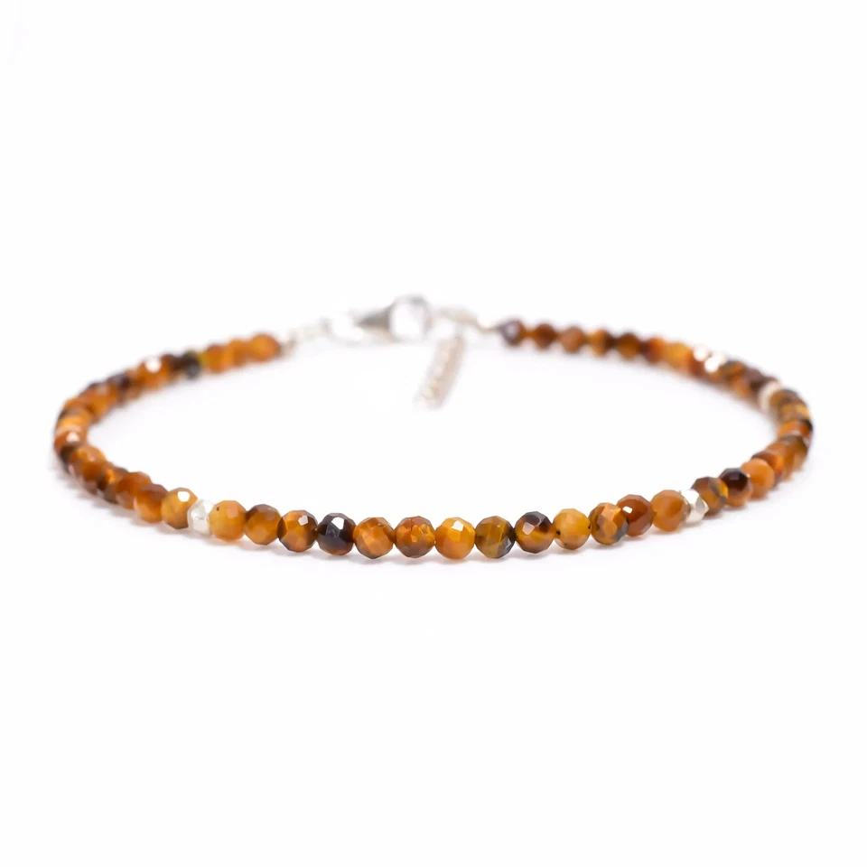 Pulseira feminina de cristal natural olho de tigre contas delicadas proteção cura presente - Imagem 3 de 4