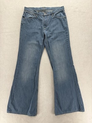 Lacoste Jeans Womens 32 Blue Denim Wide Leg 100% Cotton Made Tunisia Croc Logo
