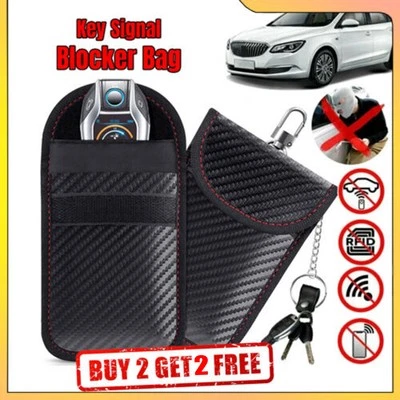 2+2 Car Key Signal Blocker Case Faraday Cage Fob Pouch Keyless RFID Blocking Bag