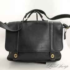#1 MENSWEAR Vintage Coach Made USA Black Leather Turnlock Legacy Briefcase Bag
