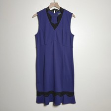 The Limited Collection Sheath Dress 10 Blue Black Crochet Trim Office Brunch