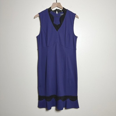 The Limited Collection Sheath Dress 10 Blue Black Crochet Trim Office Brunch