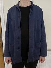 Vetra Nehru Collar Jacket in Light Twill - Hydrone Blue - Large 46