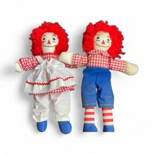 Vintage All Cloth and Yarn Raggedy Ann and Andy Sweet Decor 12"