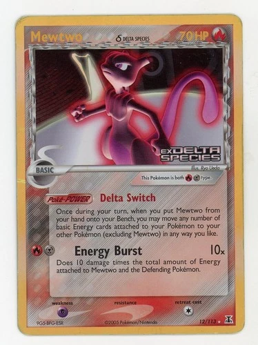 Mewtwo Reverse Holo - Pokemon 2005 Delta Species #12 VG