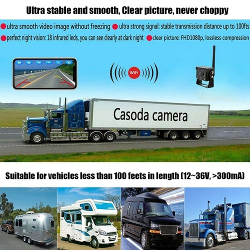 720P Wireless Car Truck WiFi RV Trailer Rear View Backup Camera For iOS Android - Picture 6 of 16